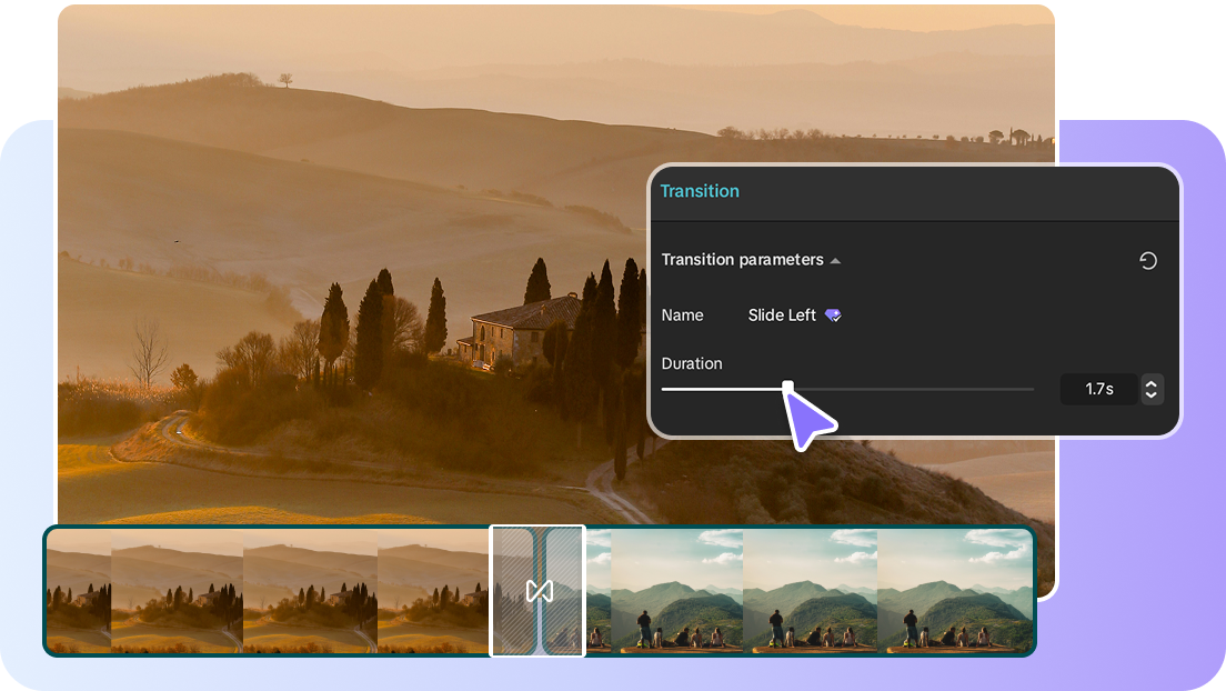 Customizable transition duration in the CapCut video editor