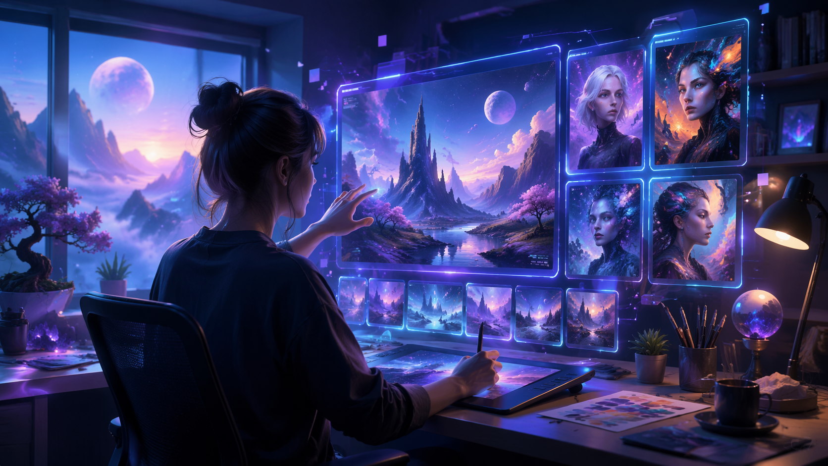 Dreamina Meta AI Bildgenerator Prompt Beispiel 2: Holographische Bildfelder