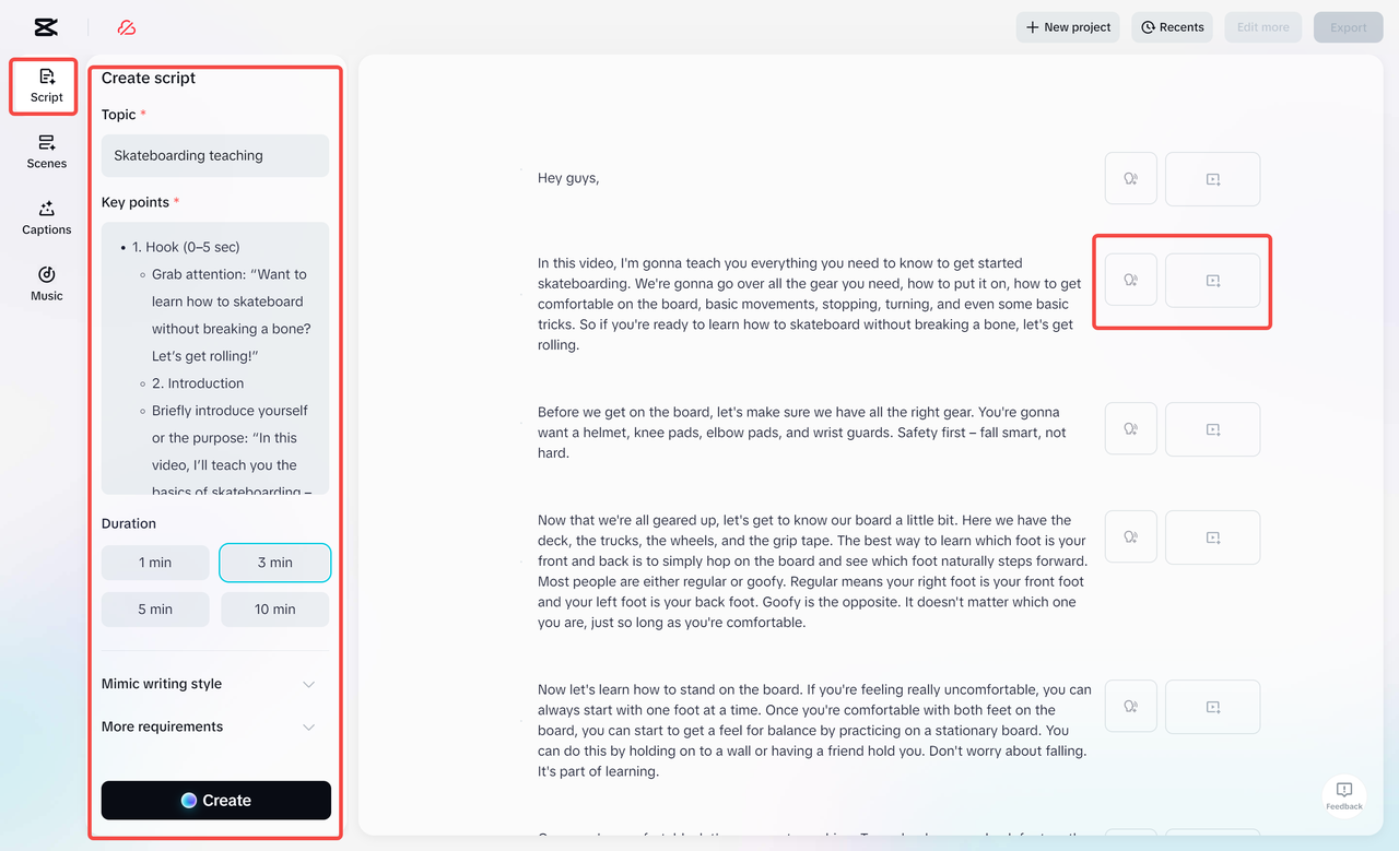 Generate your script and video