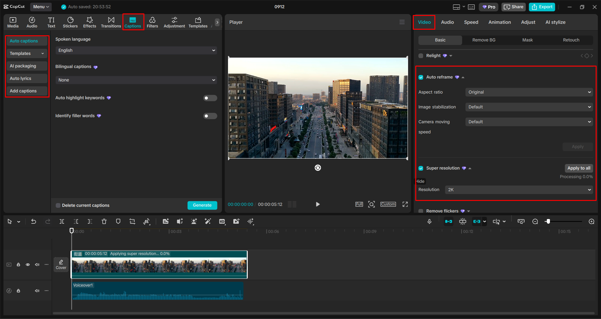 Auto reframing and editing the video with the CapCut desktop video editor
