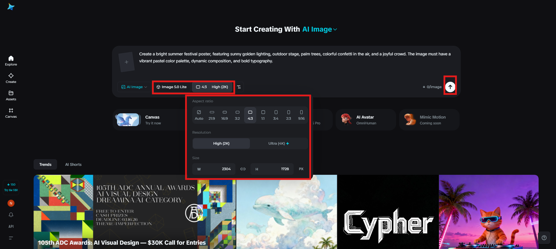 Selectați modelul de imagine și generați