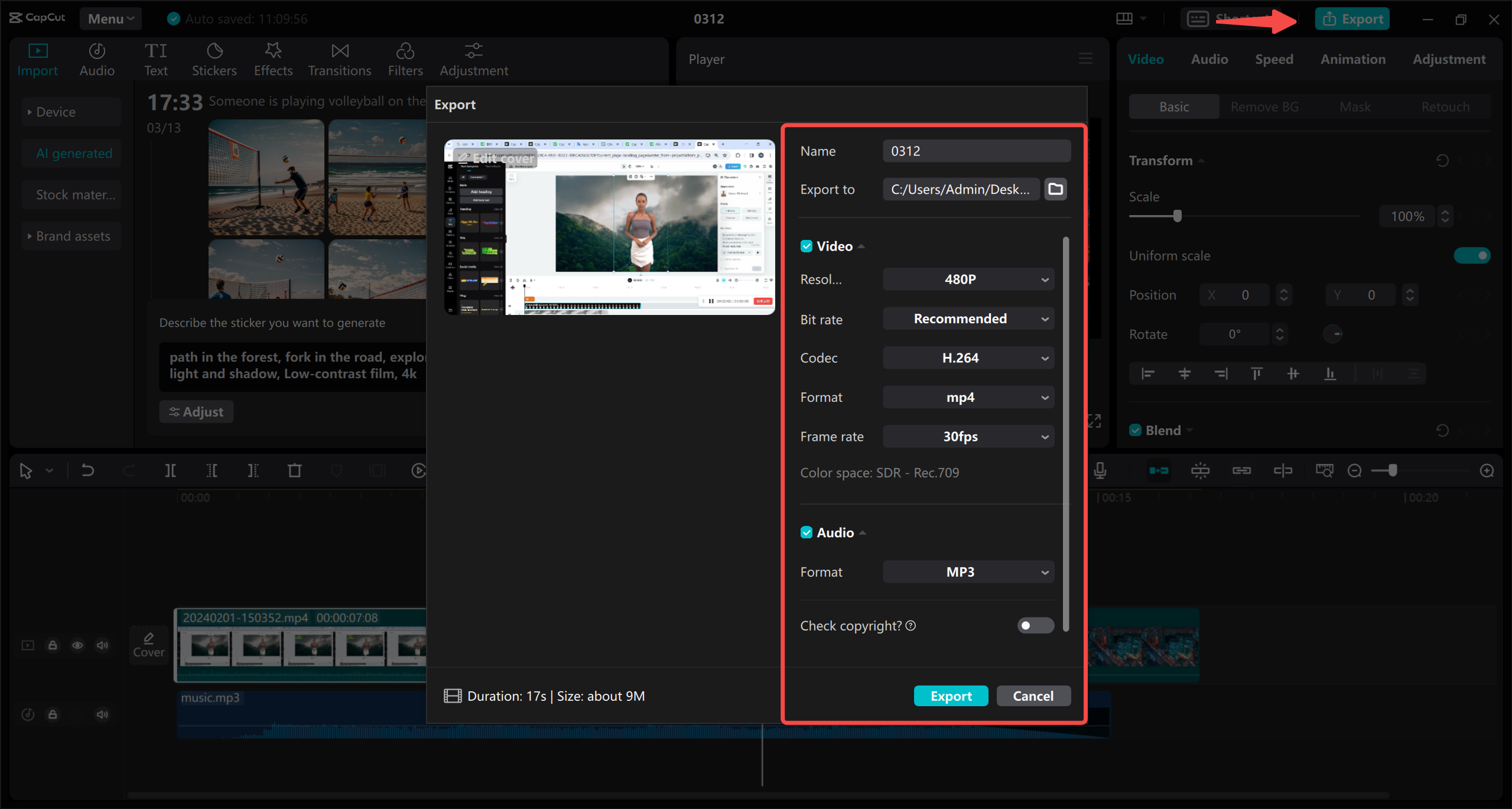 Export video
