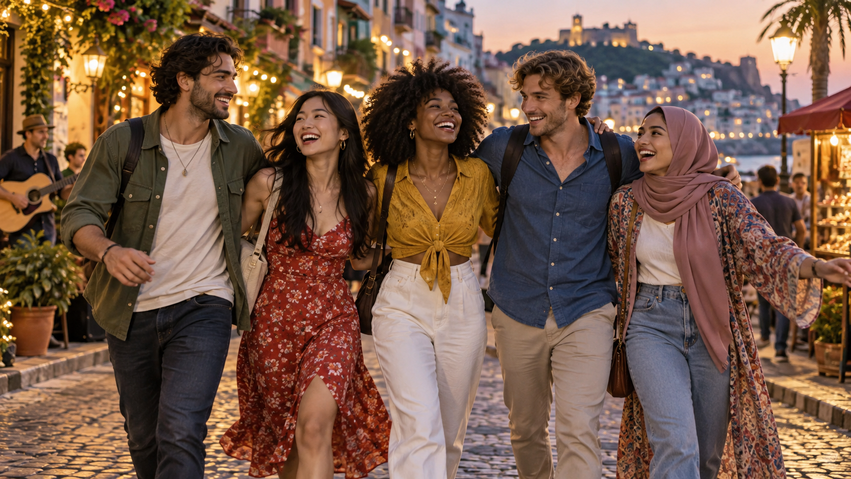 Friends Walk Through the City example