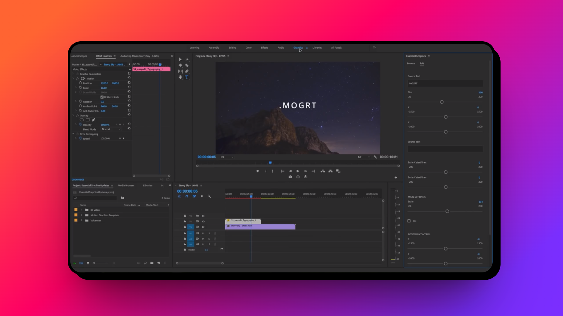 Import your templates onto Premiere Pro's Essential Graphics Panel