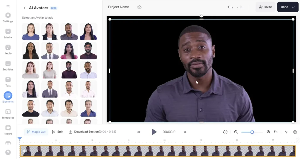 Interfejs VEED.IO - łatwy w użyciu generator wideo awatara AI