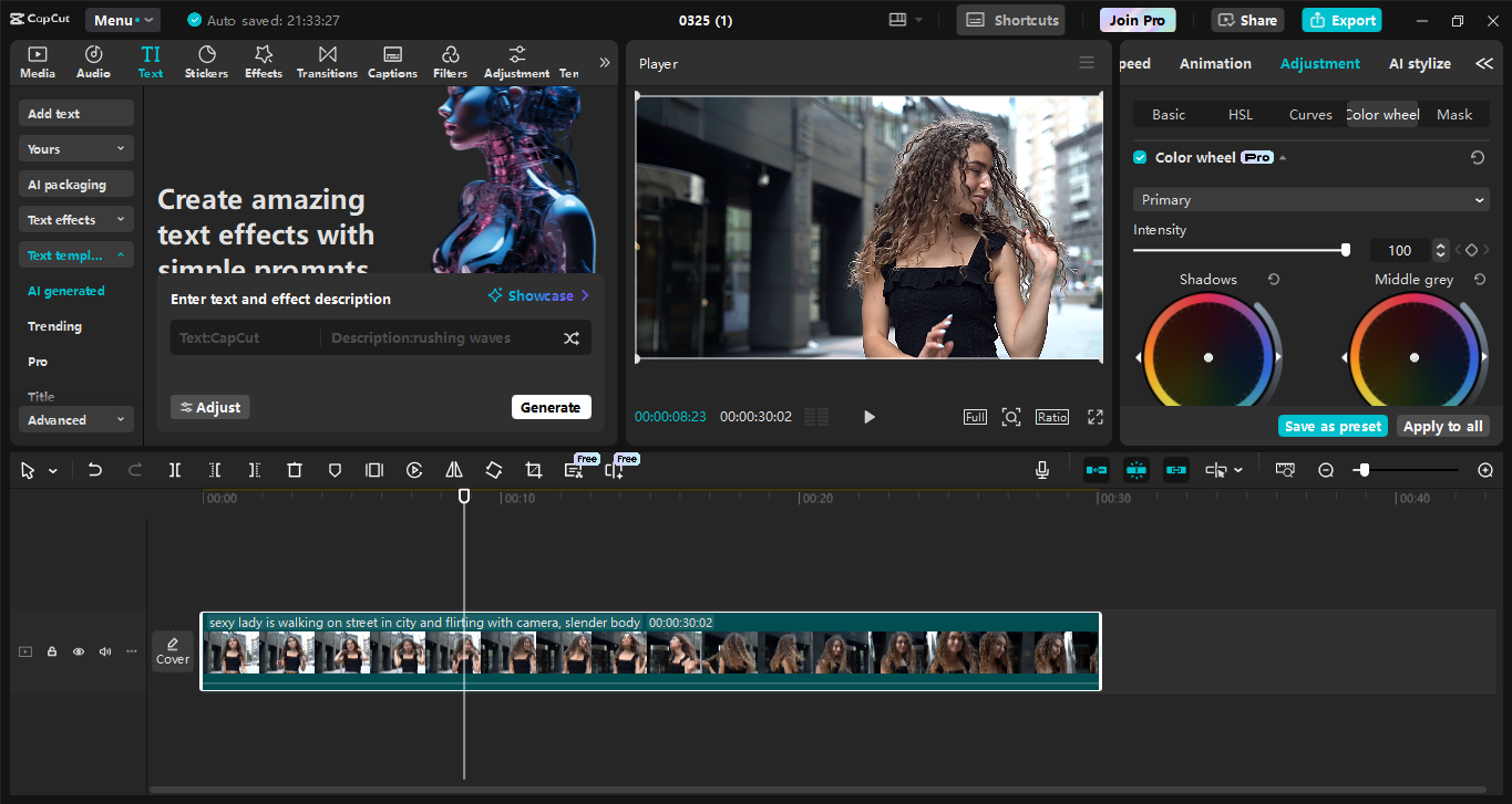 Interface of CapCut desktop video editor