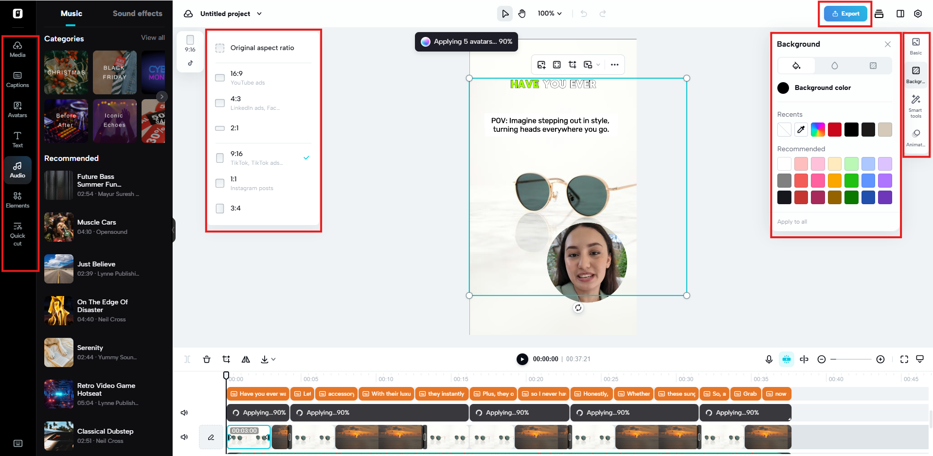 Advanced editing interface