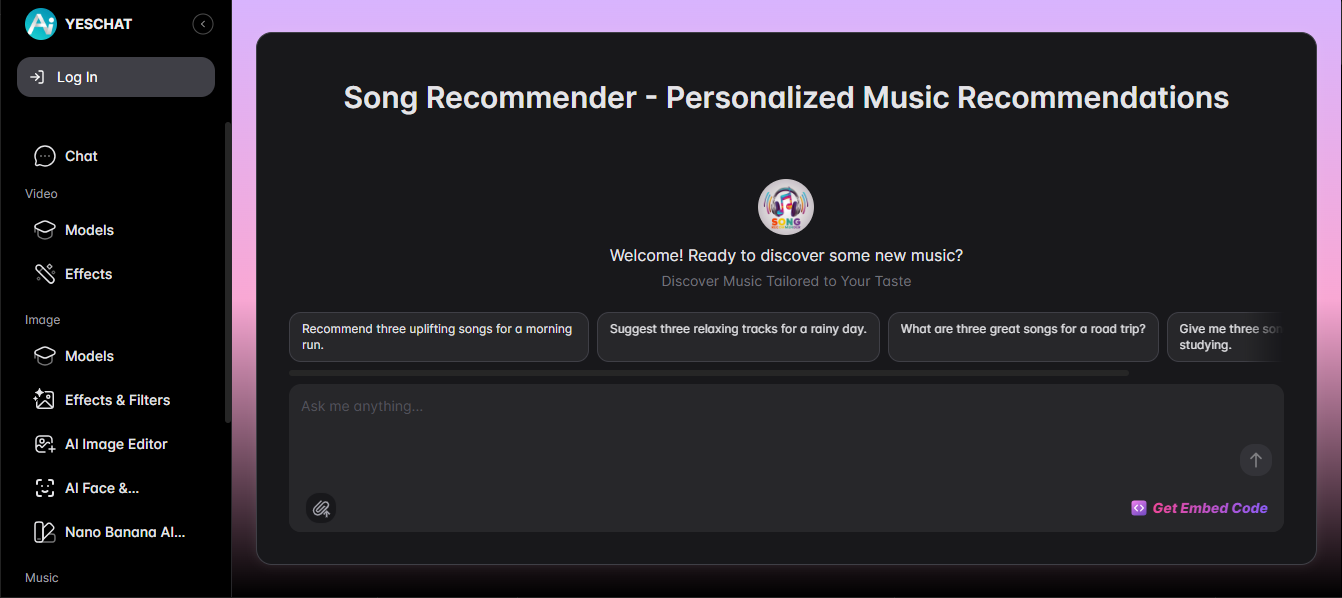 YesChat.ai - the best music suggestion generator