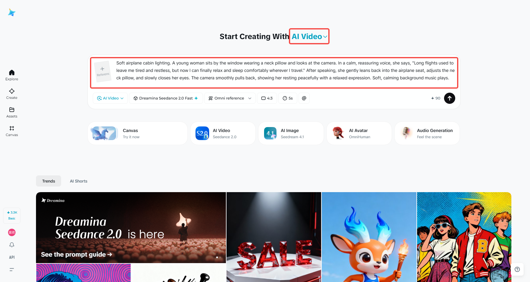 Entre na área de trabalho e adicione seu prompt