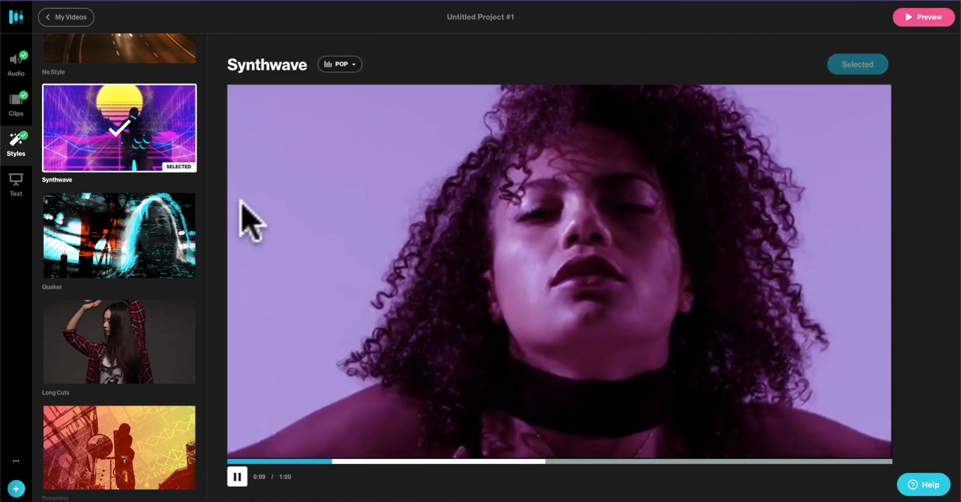 Interface of Rotor Videos - best AI music video generator from lyrics