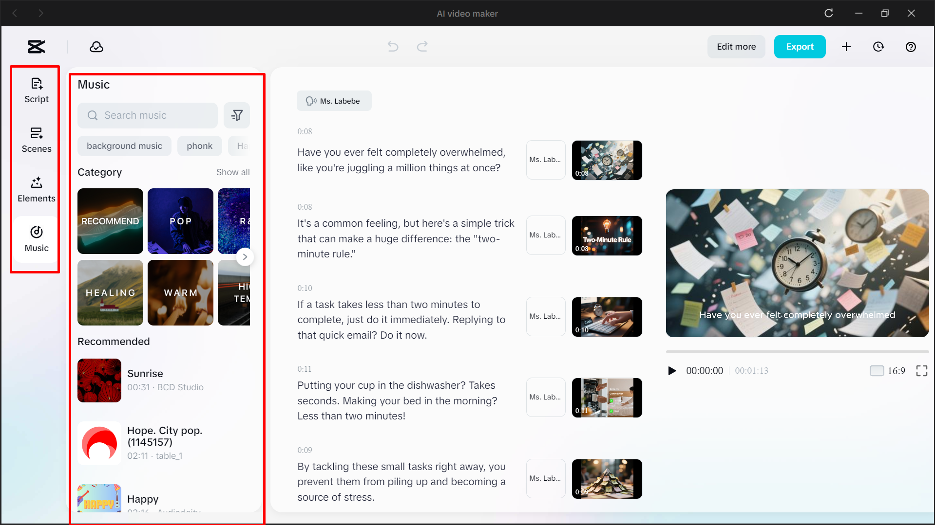 Customising the video in CapCut