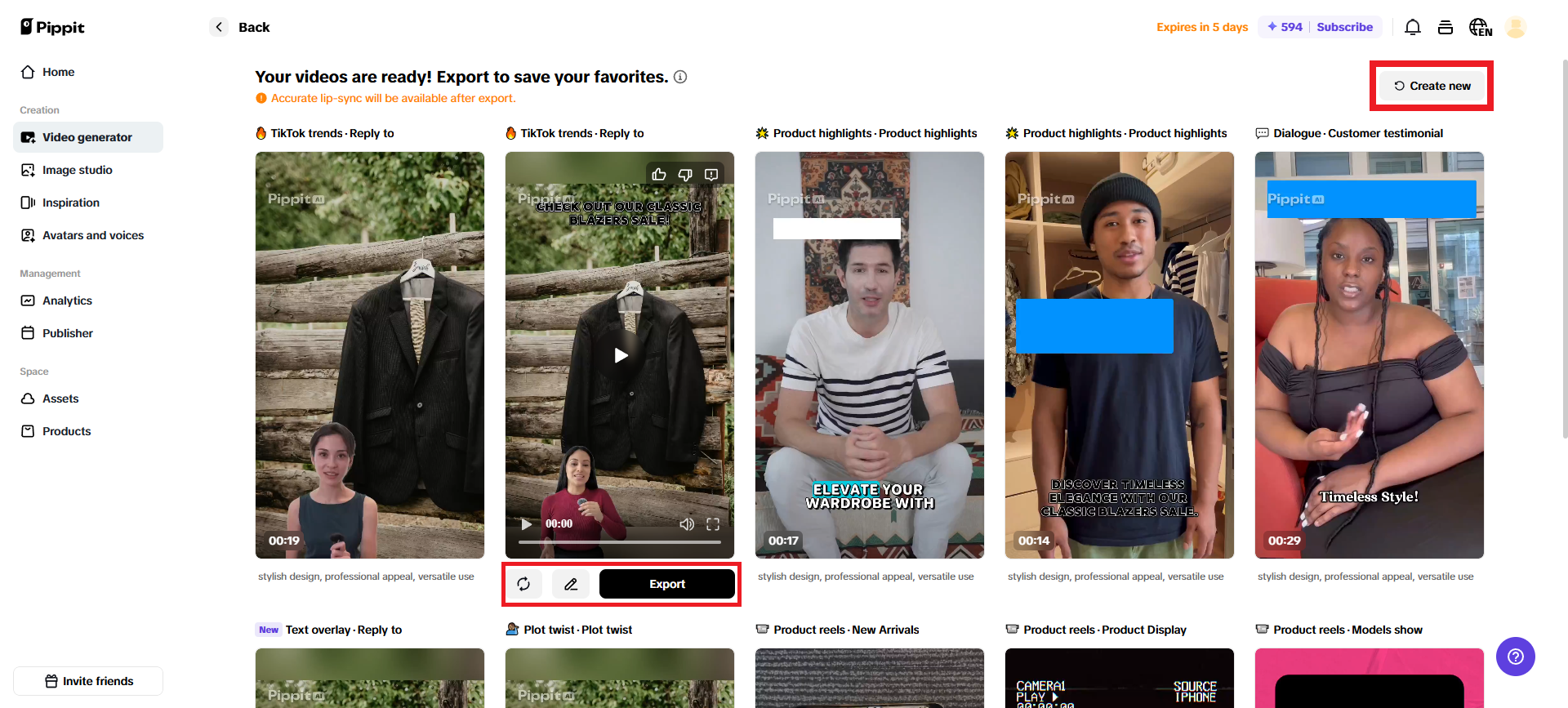 Change, edit, or directly export your video