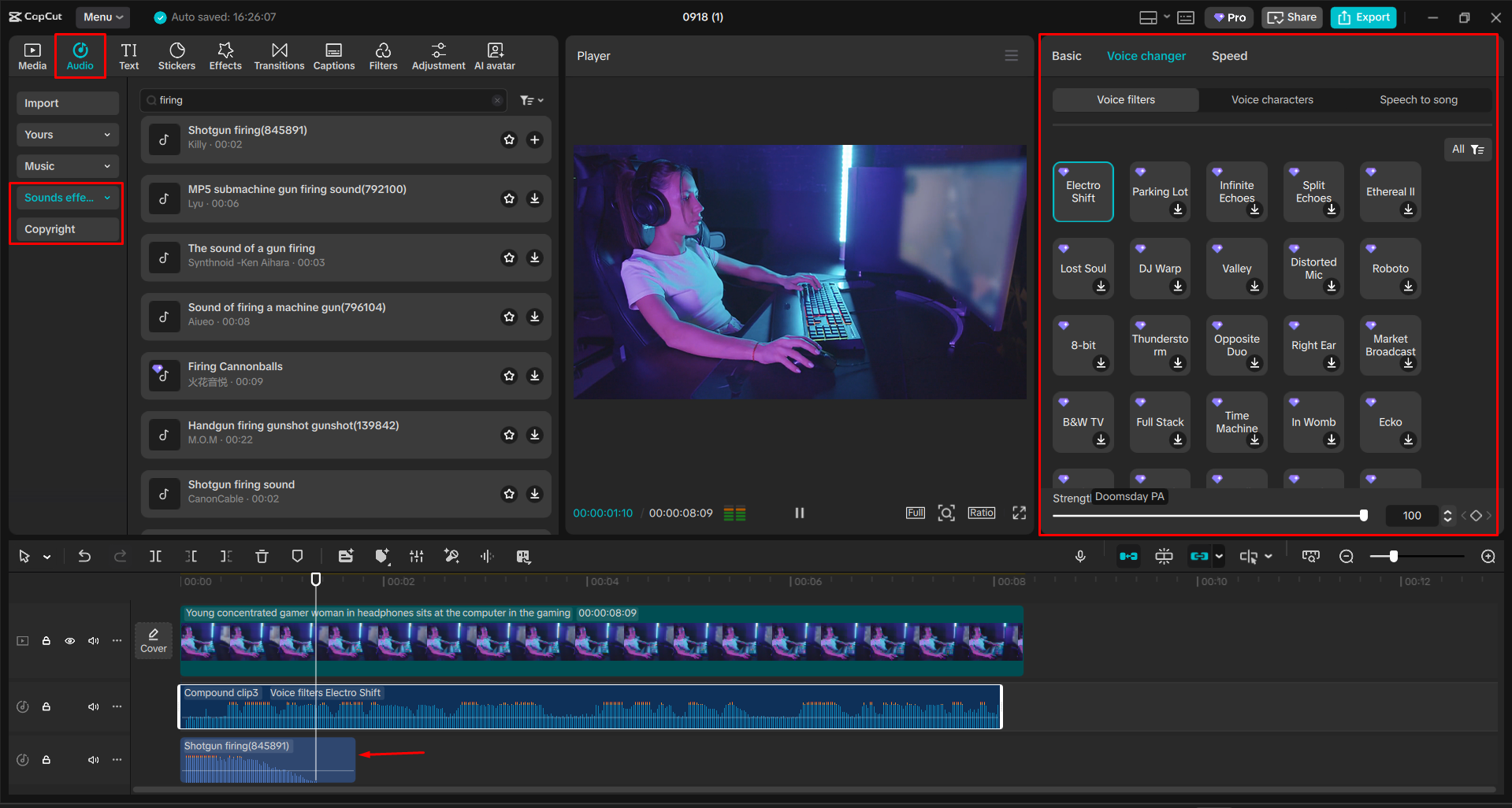 Changing and enhancing the voice in video with the CapCut desktop video editor
