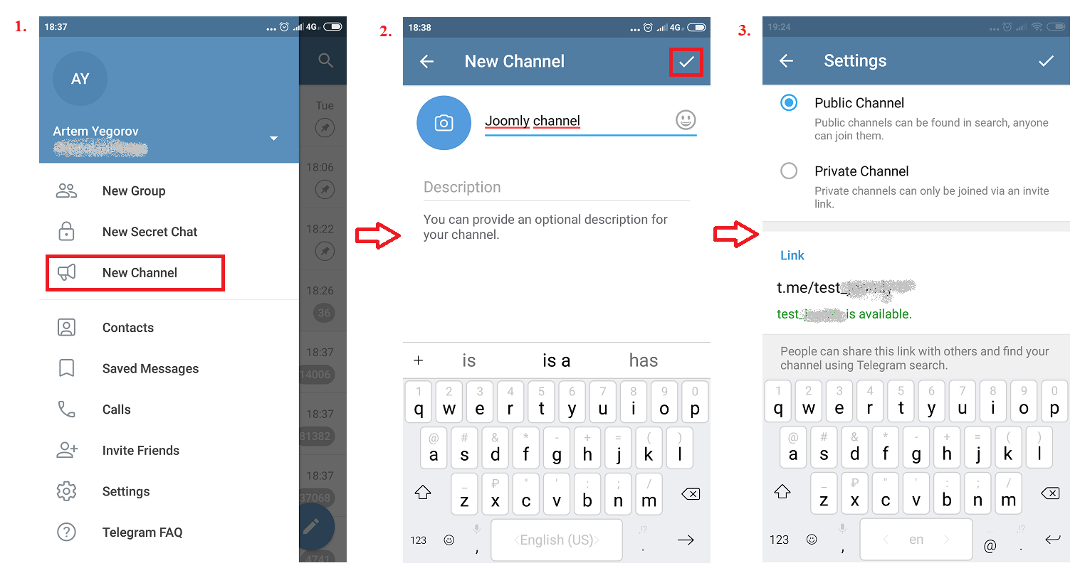 Imagen que muestra cómo crear un canal de Telegram