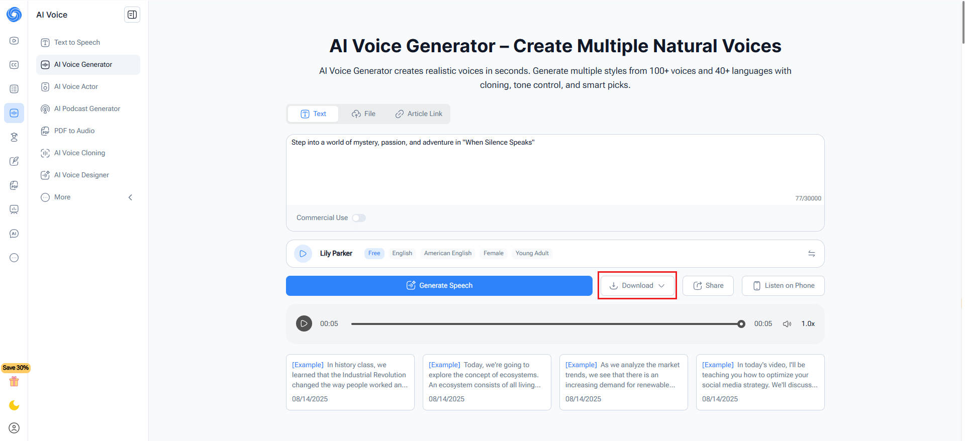texto para audiobook