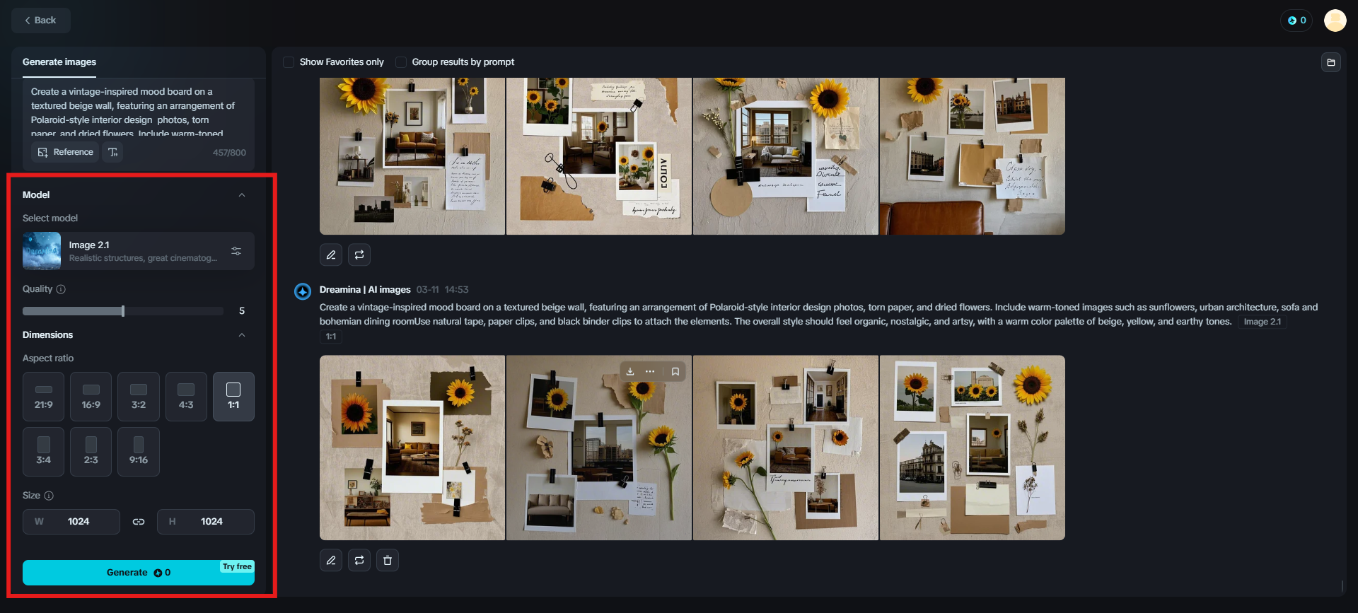 Generieren Sie das Moodboard