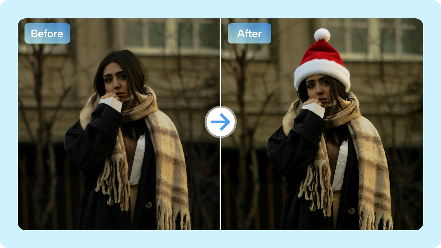 add santa hat to photo