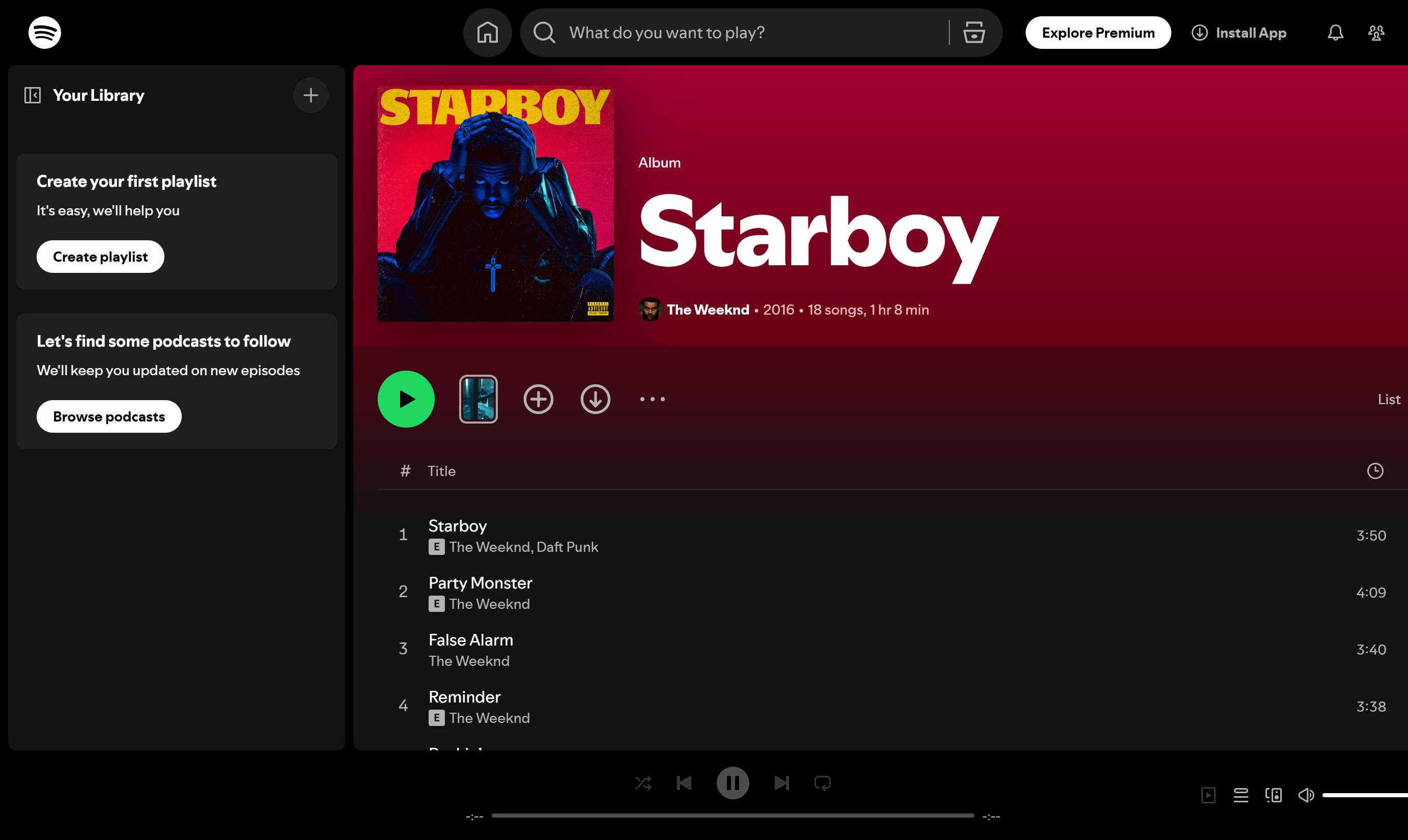 Spotify上播放的前100首歌曲：Starboy