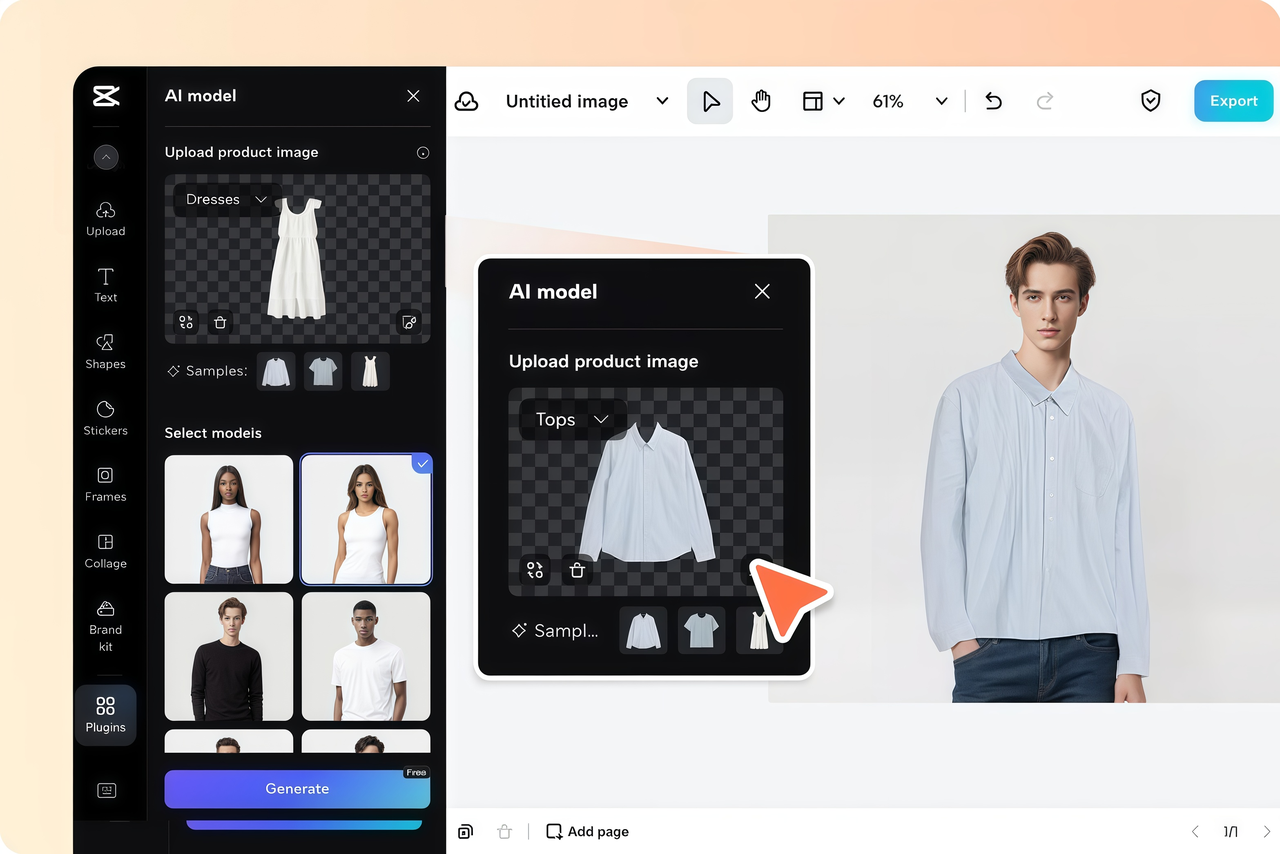 Upload products and select models