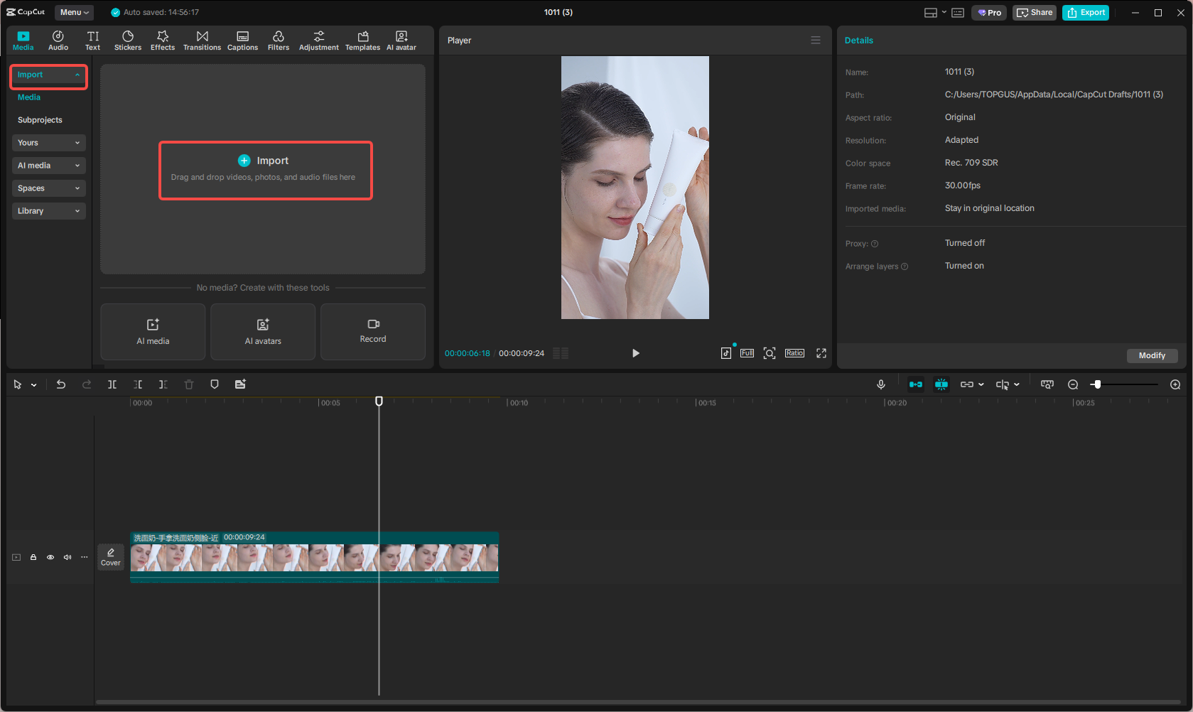 Import media files