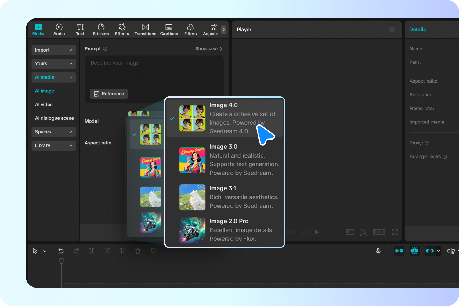 CapCut AI háttérgenerátor ingyenes Seedream 4.0 modellel