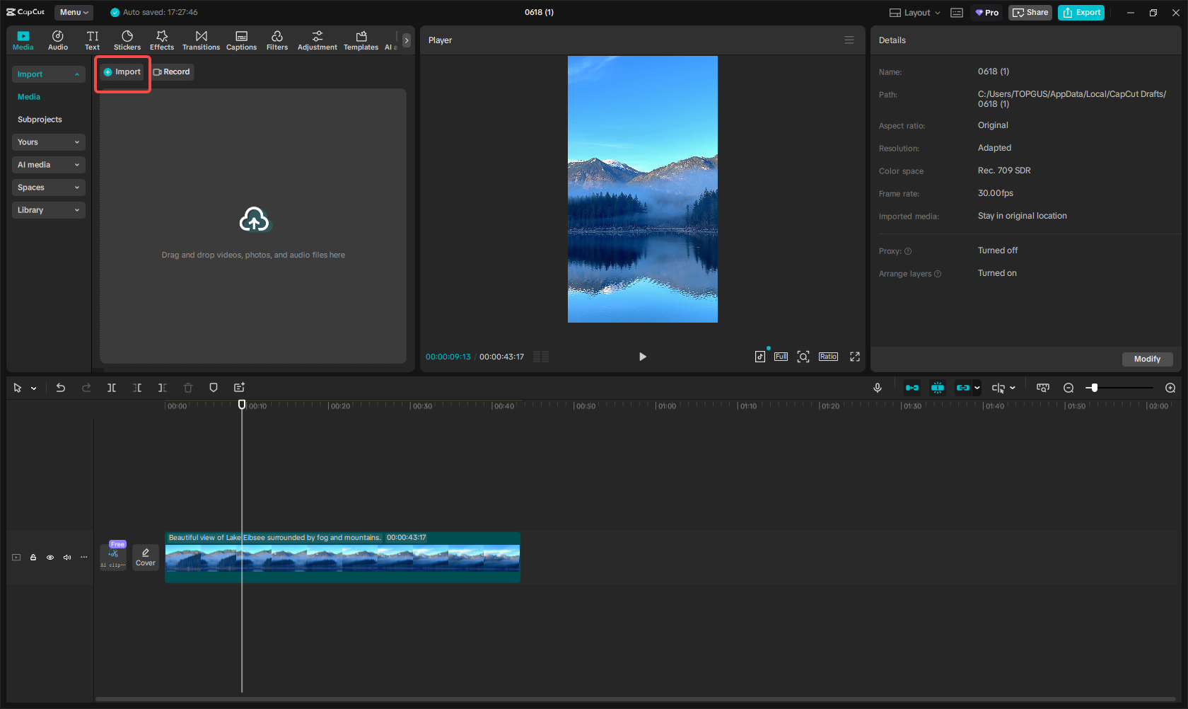 Import your files to CapCut