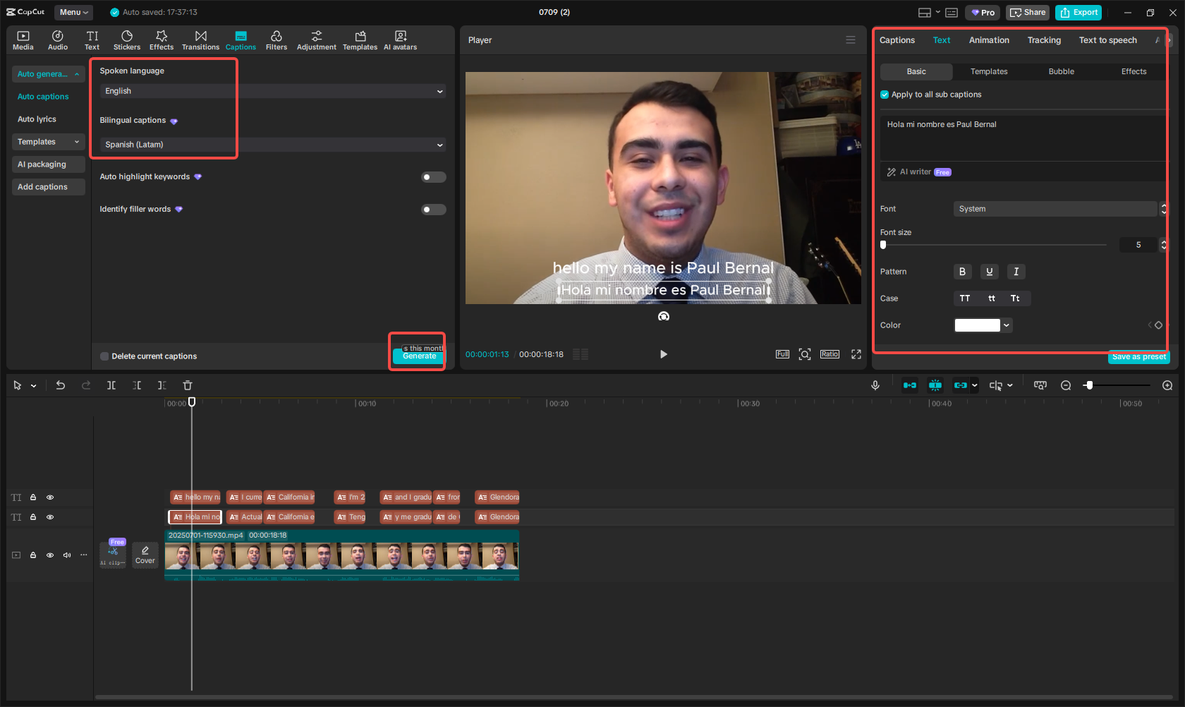 Translate a video to another language