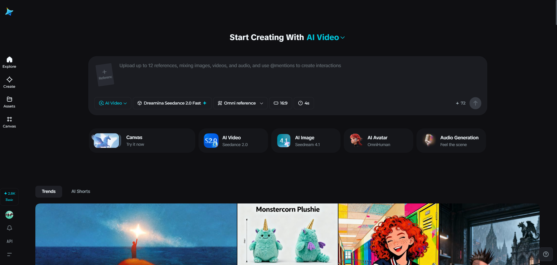 Dreamina interface