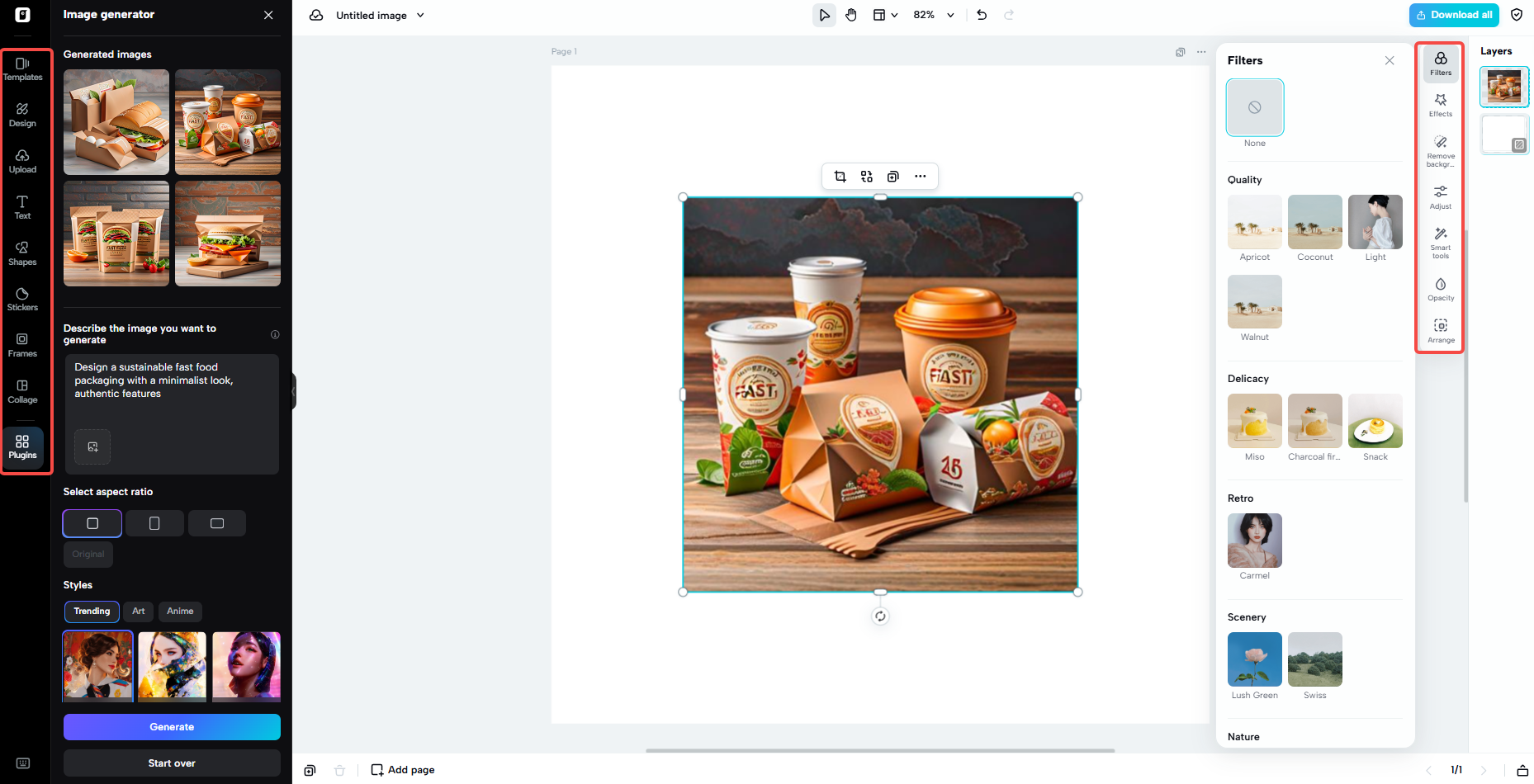 Edit the design for food packaging