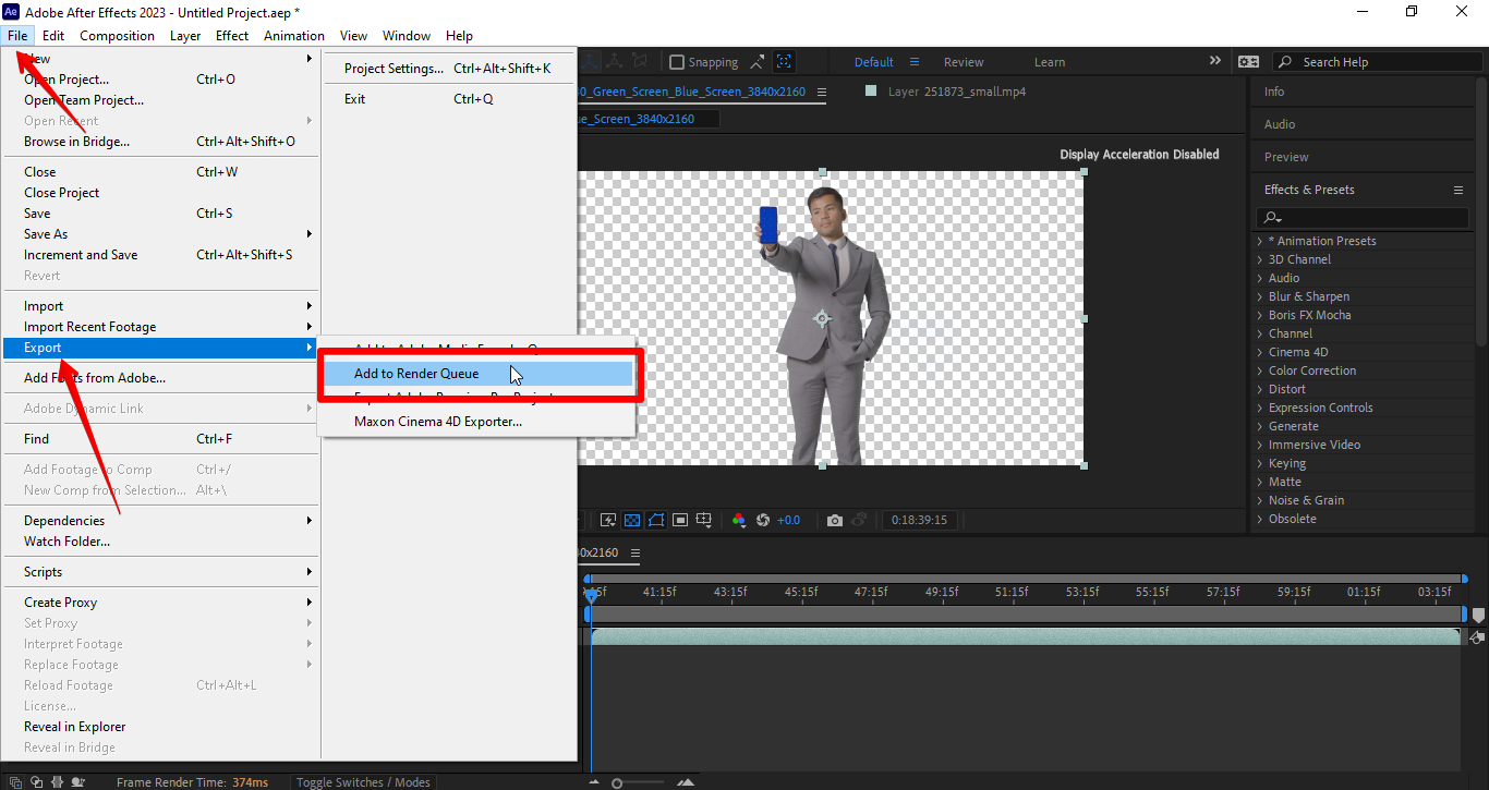 Exporting video from After Effects