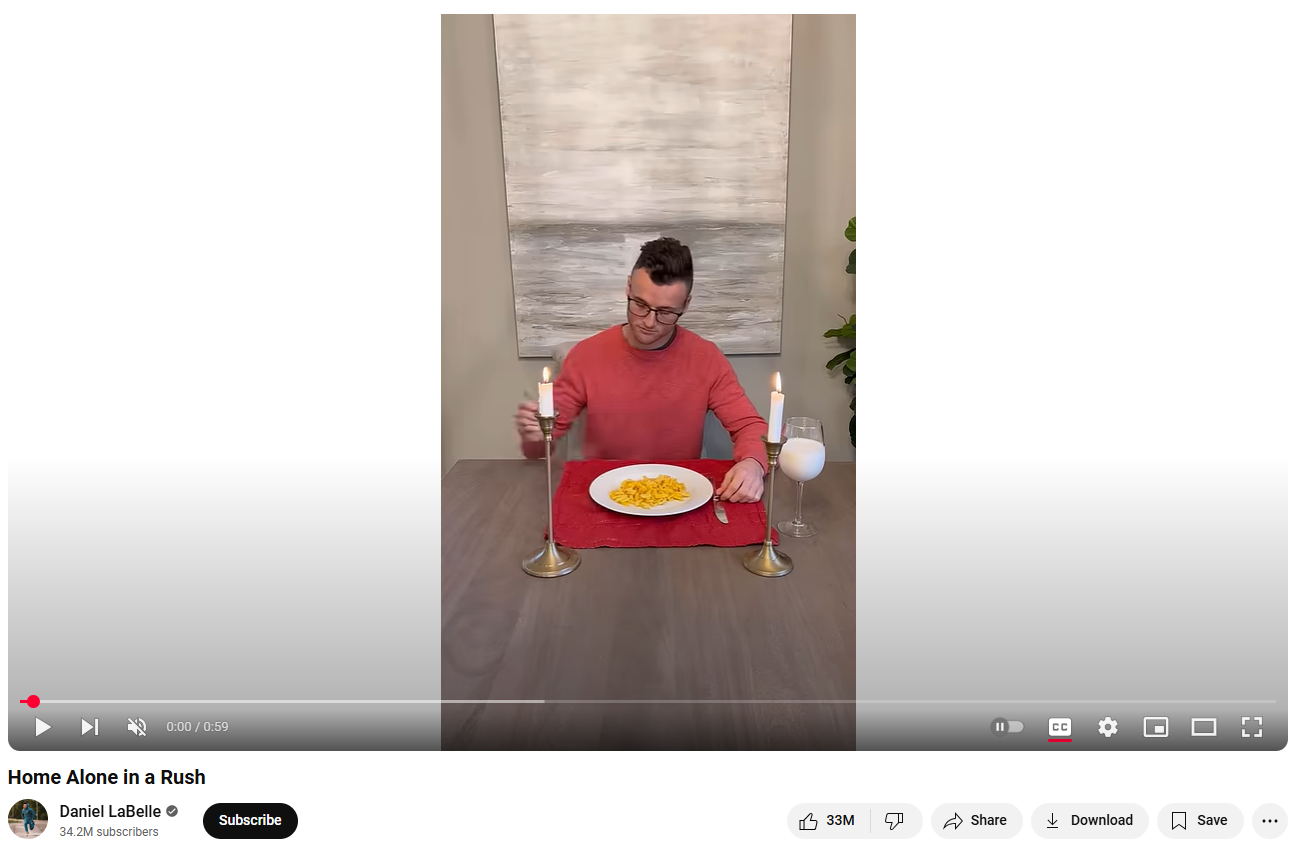 Daniel LaBelle's Home Alone Rush video - the most liked YouTube Short