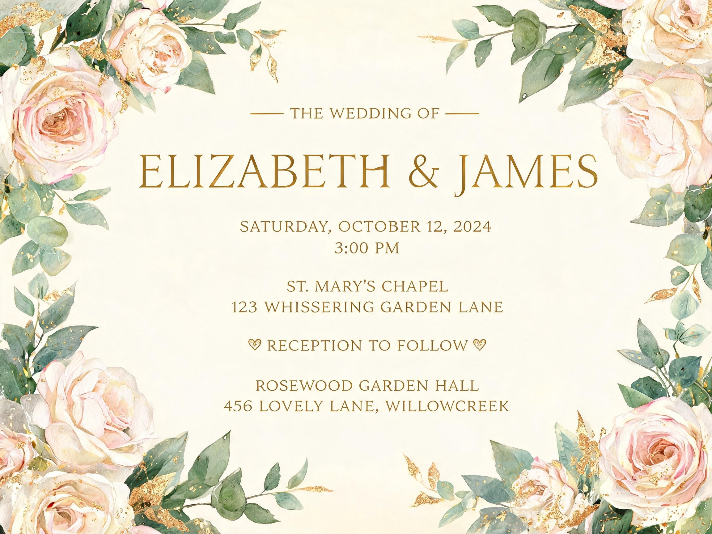 Aviso para una elegante invitación floral a la boda