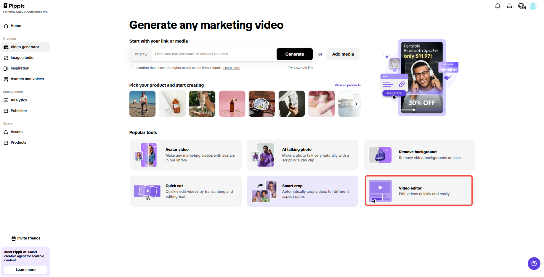 Advanced AI toolkits & intuitive editing space