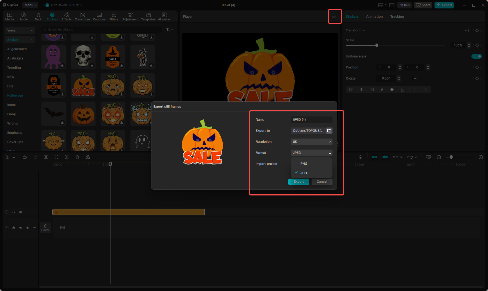 Export Halloween sticker