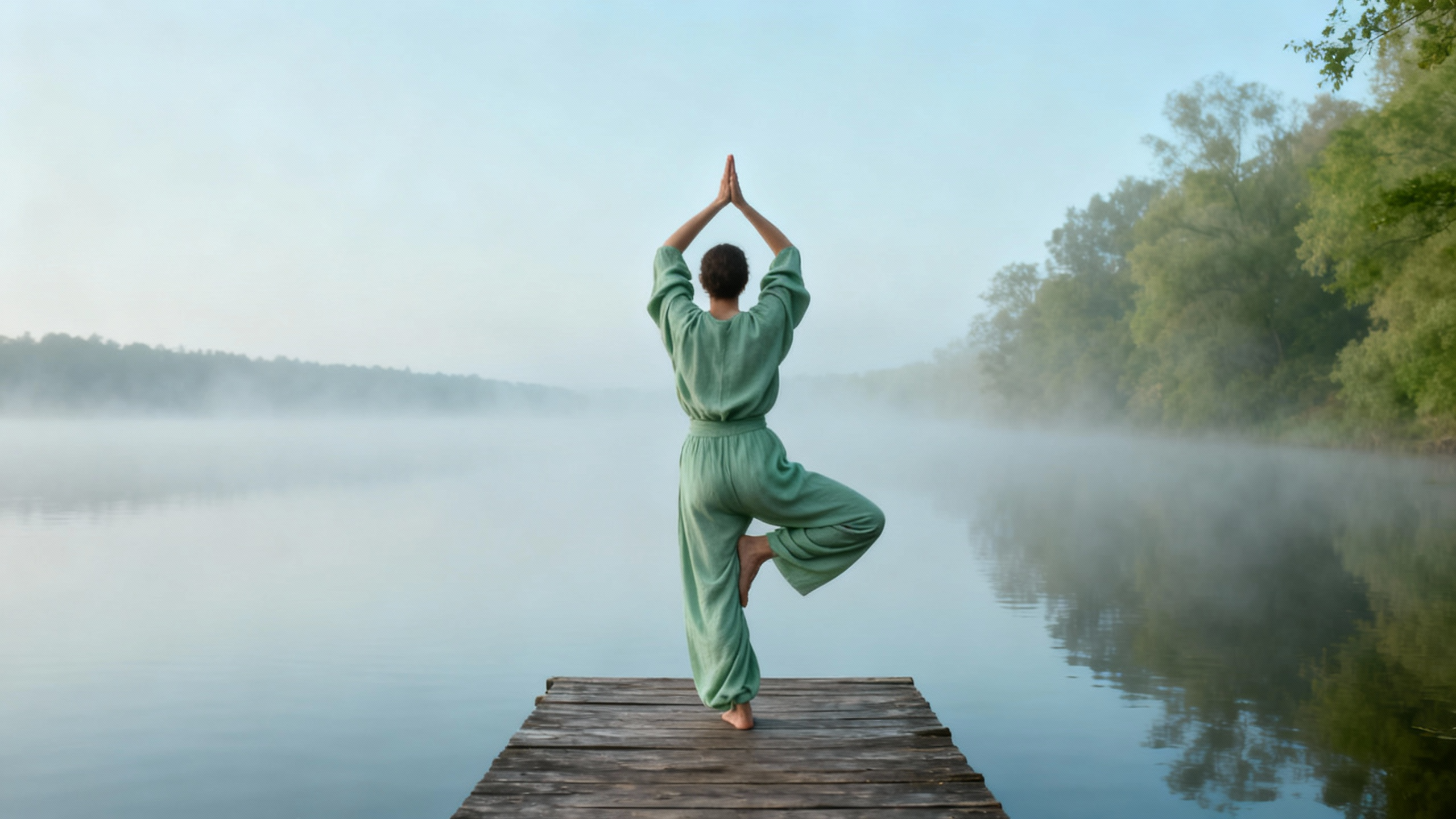 Yoga by the lake