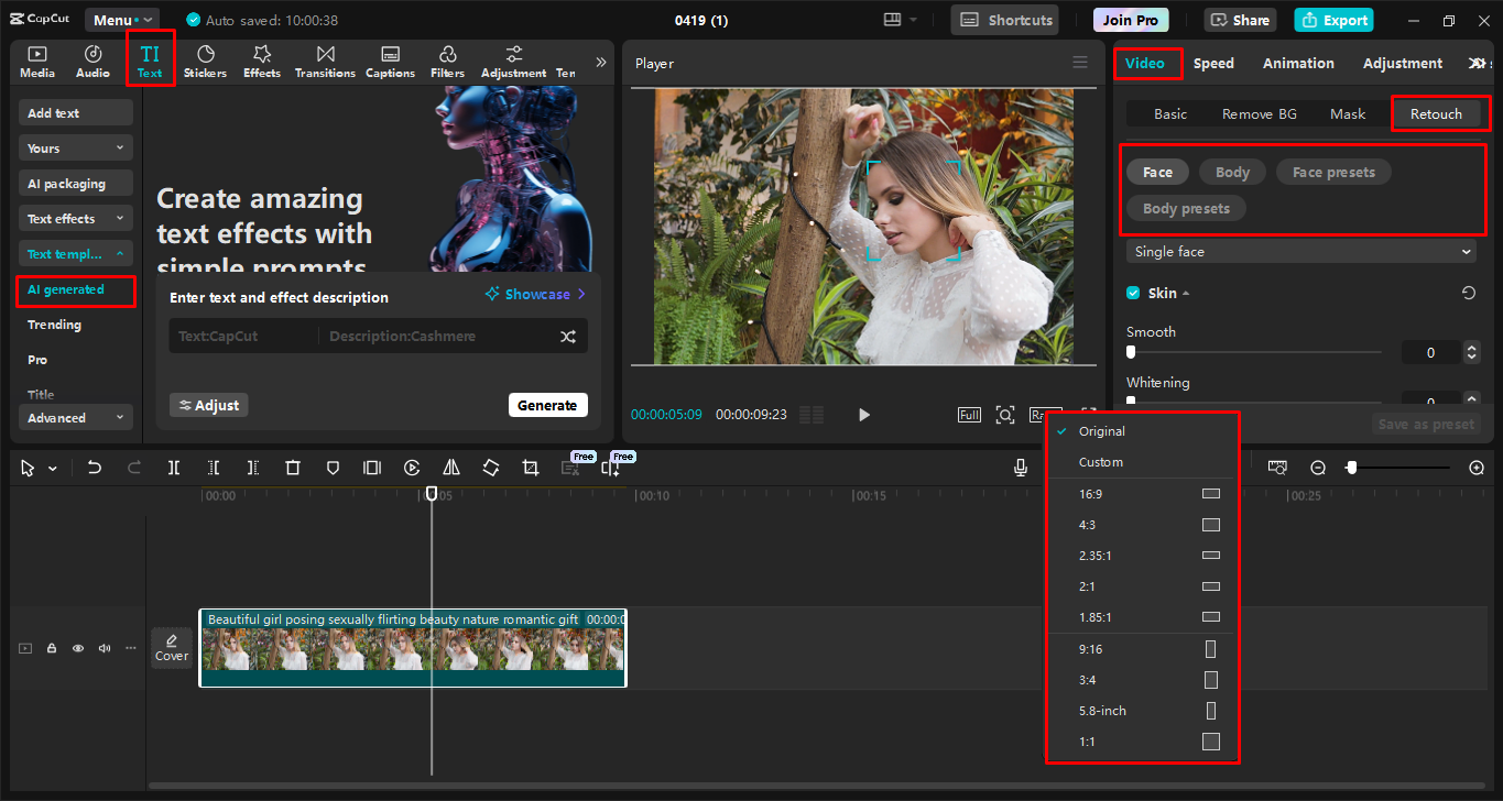 Editing the screen recording in the CapCut desktop video editor