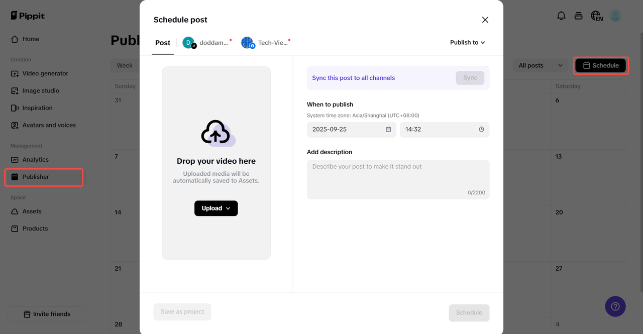 Schedule your video