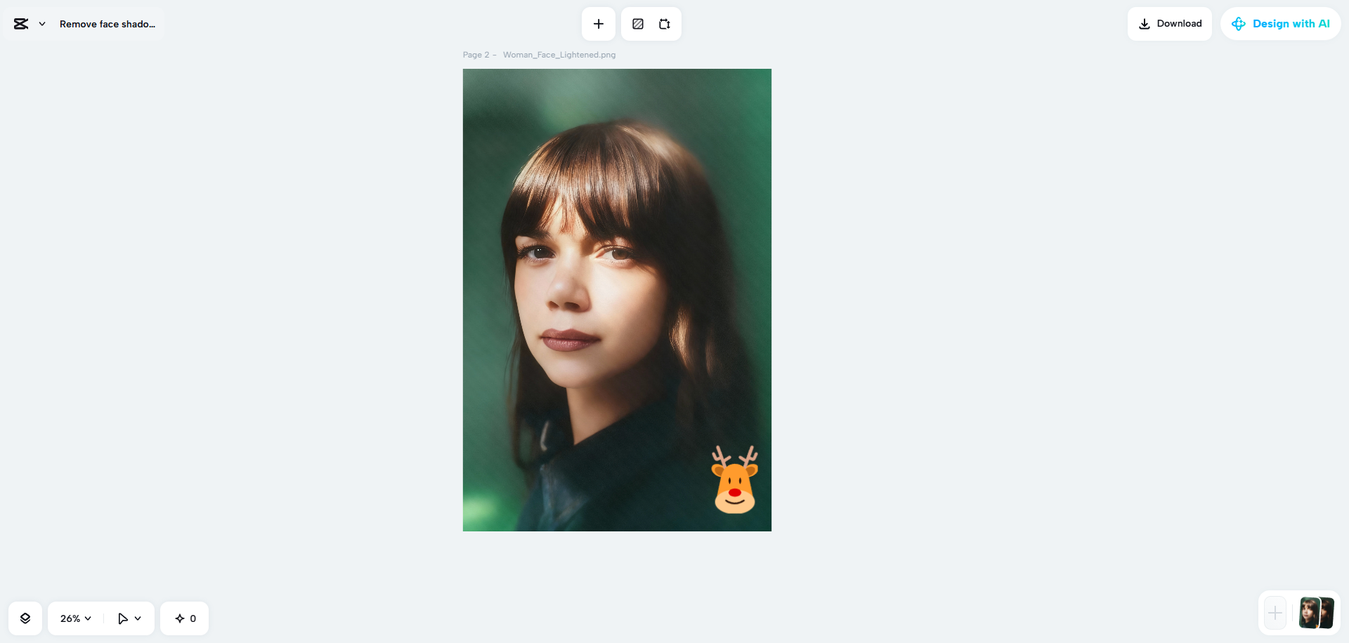 CapCut Web's AI shadow remover tool in action