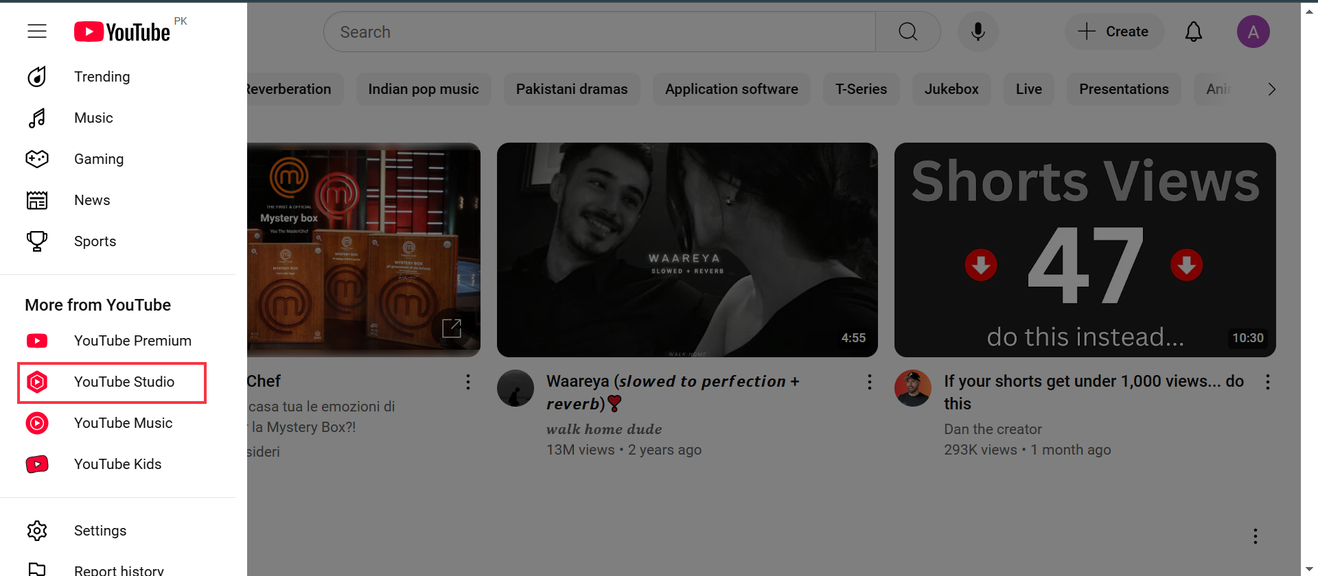 Navigating to YouTube Studio to access automatic caption