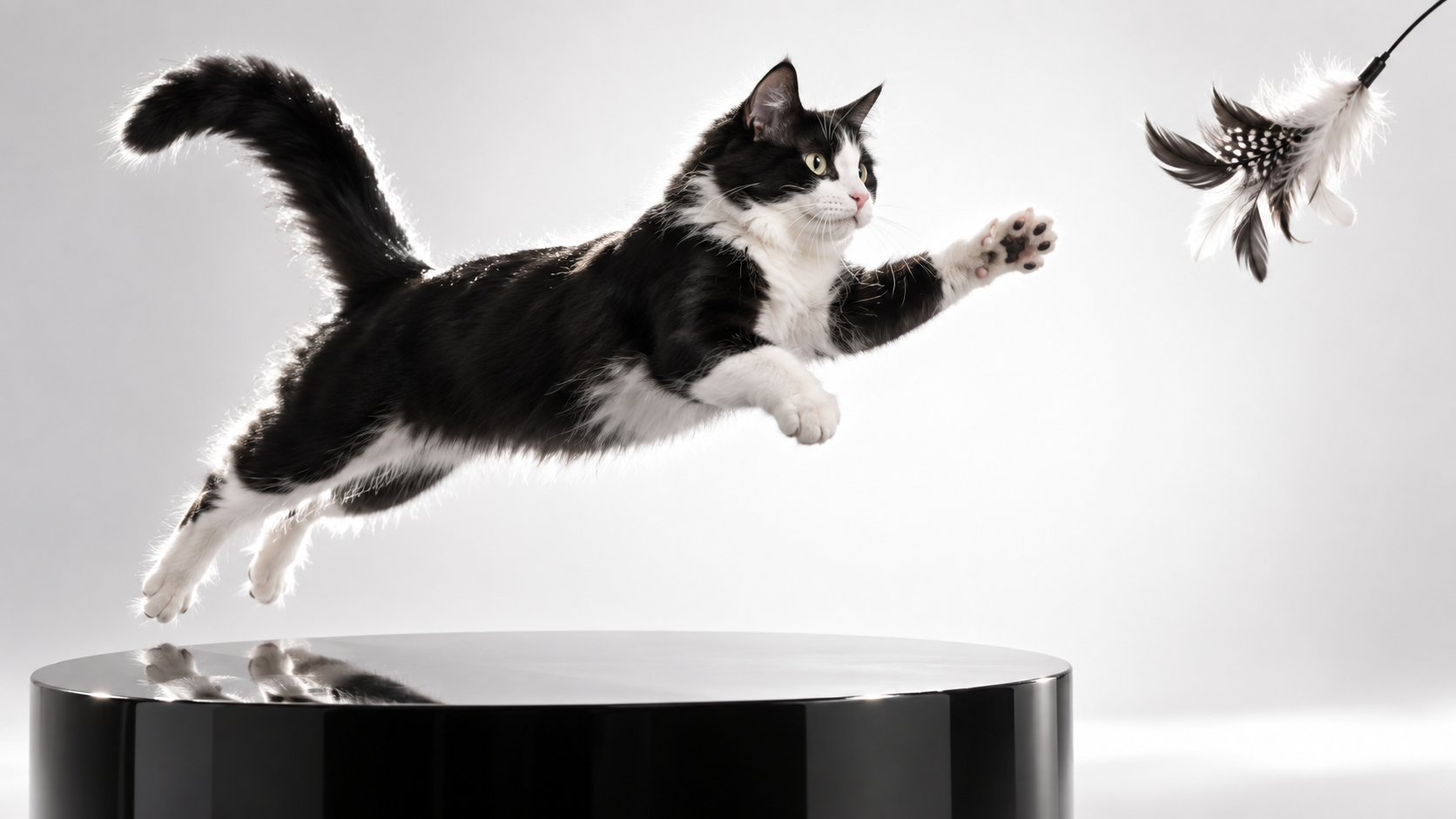 Schwarz-Weiß-Katzen-Werbung: Studio Leap für eine Feder