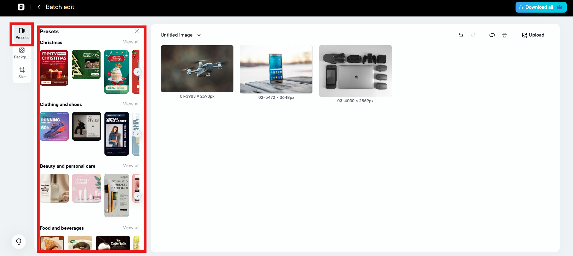 Choose from presets