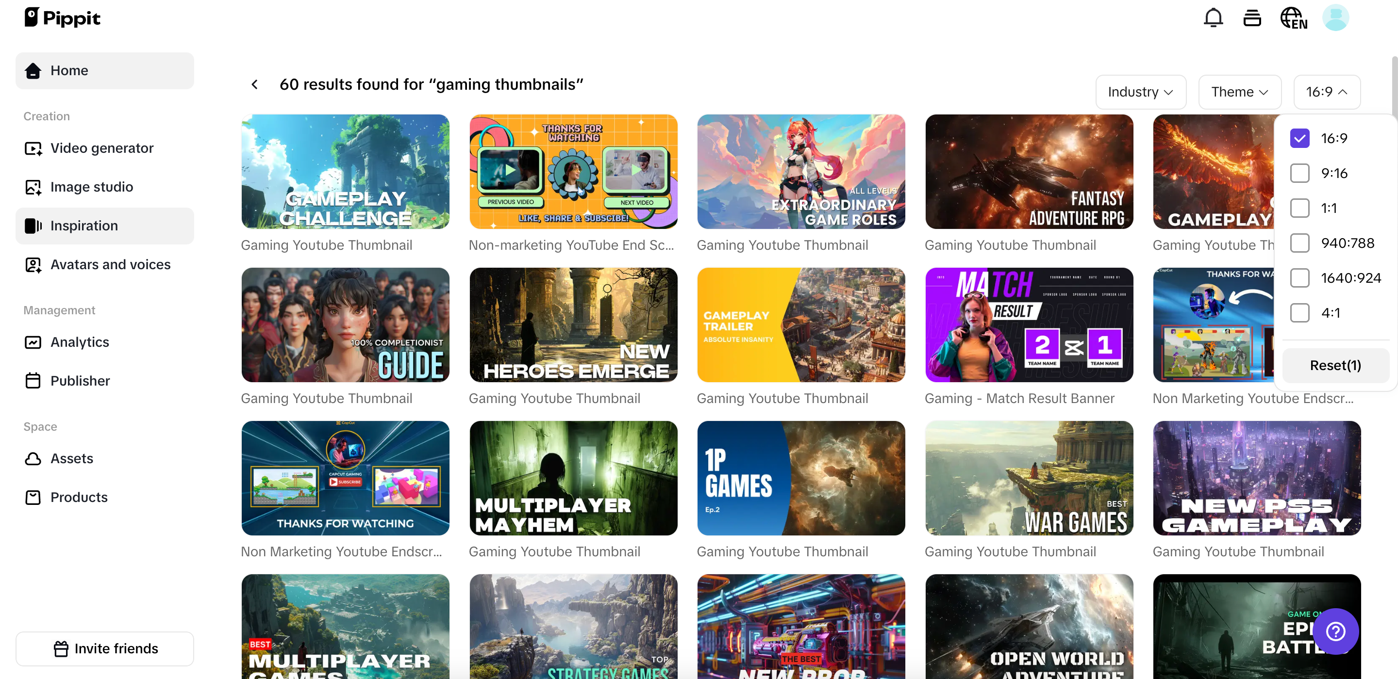 Gaming thumbnails templates