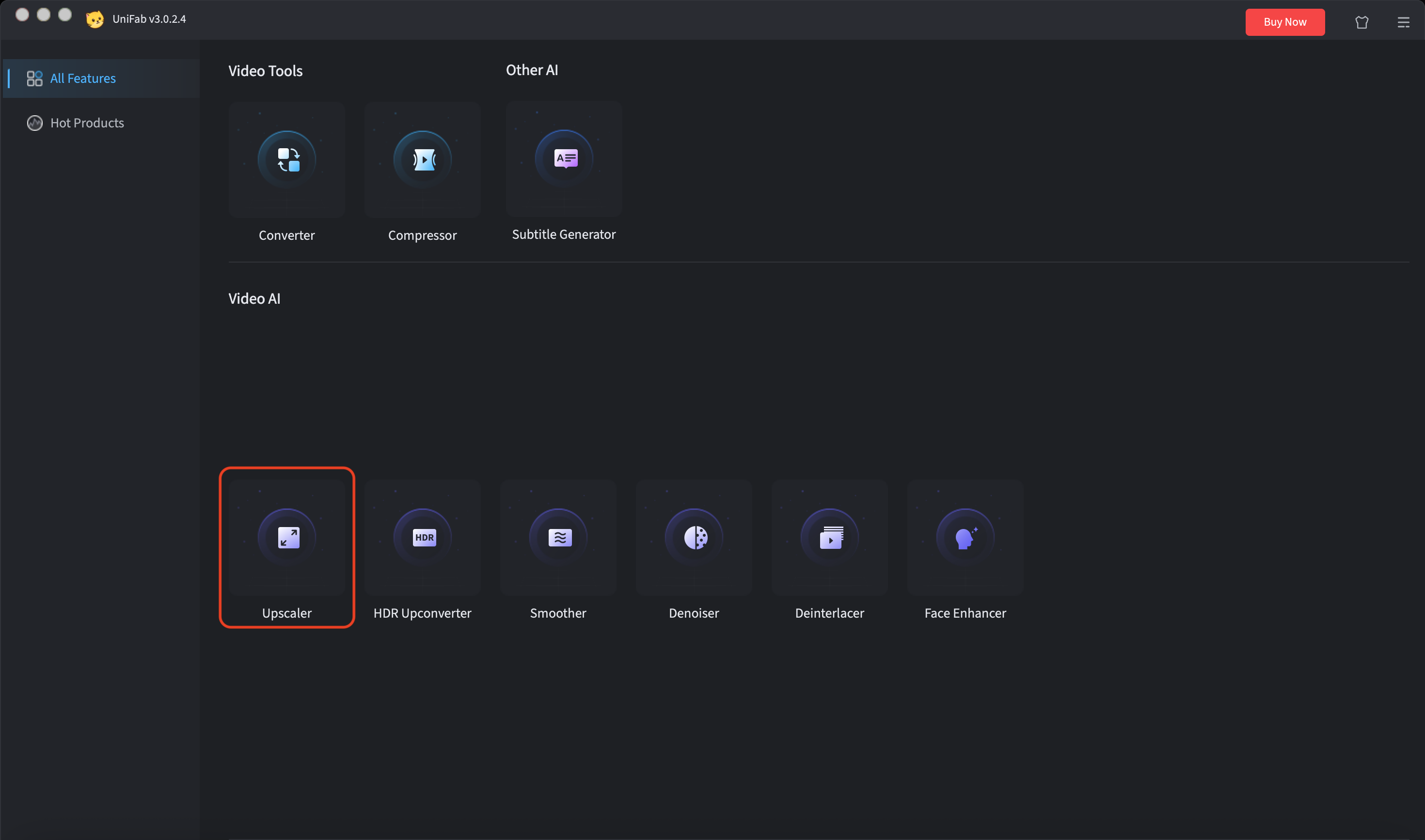Select the upscaler option