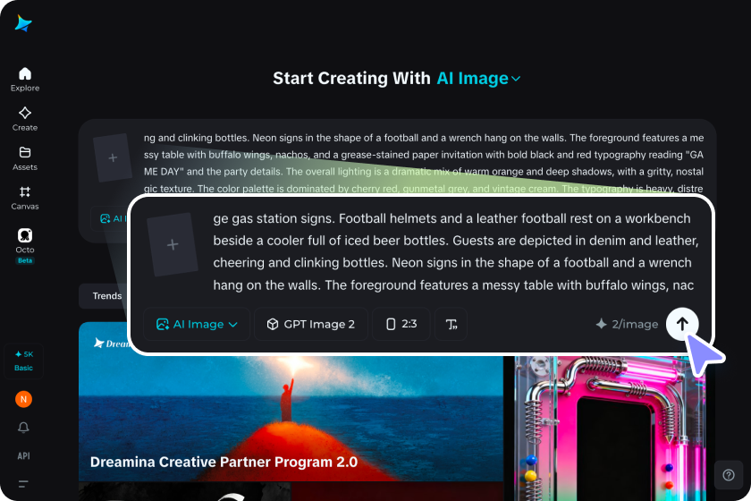 Digite seu prompt de convite