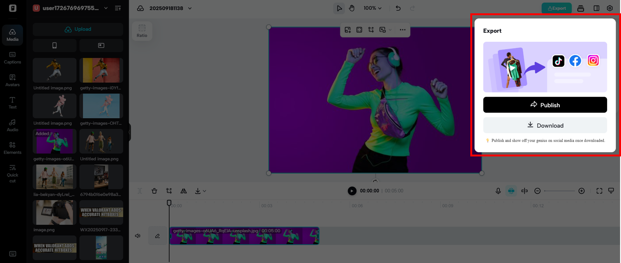 Export and share