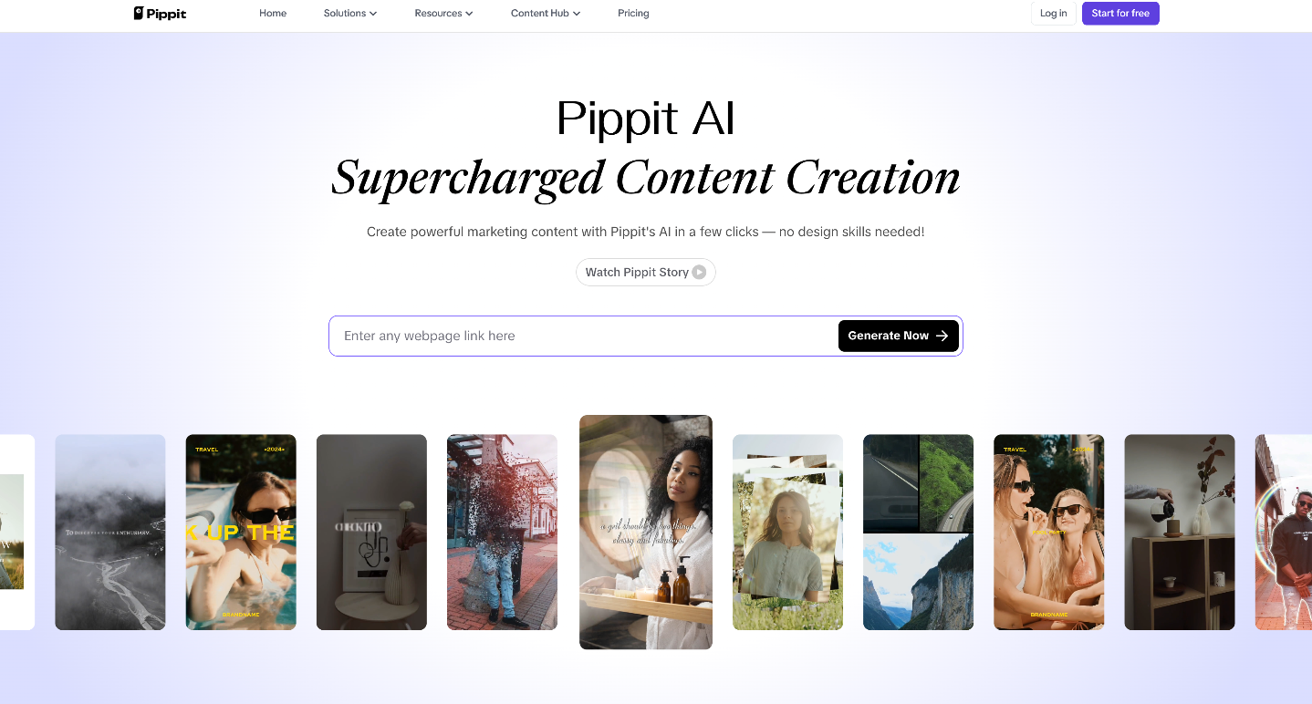 Pippit AI's landing page