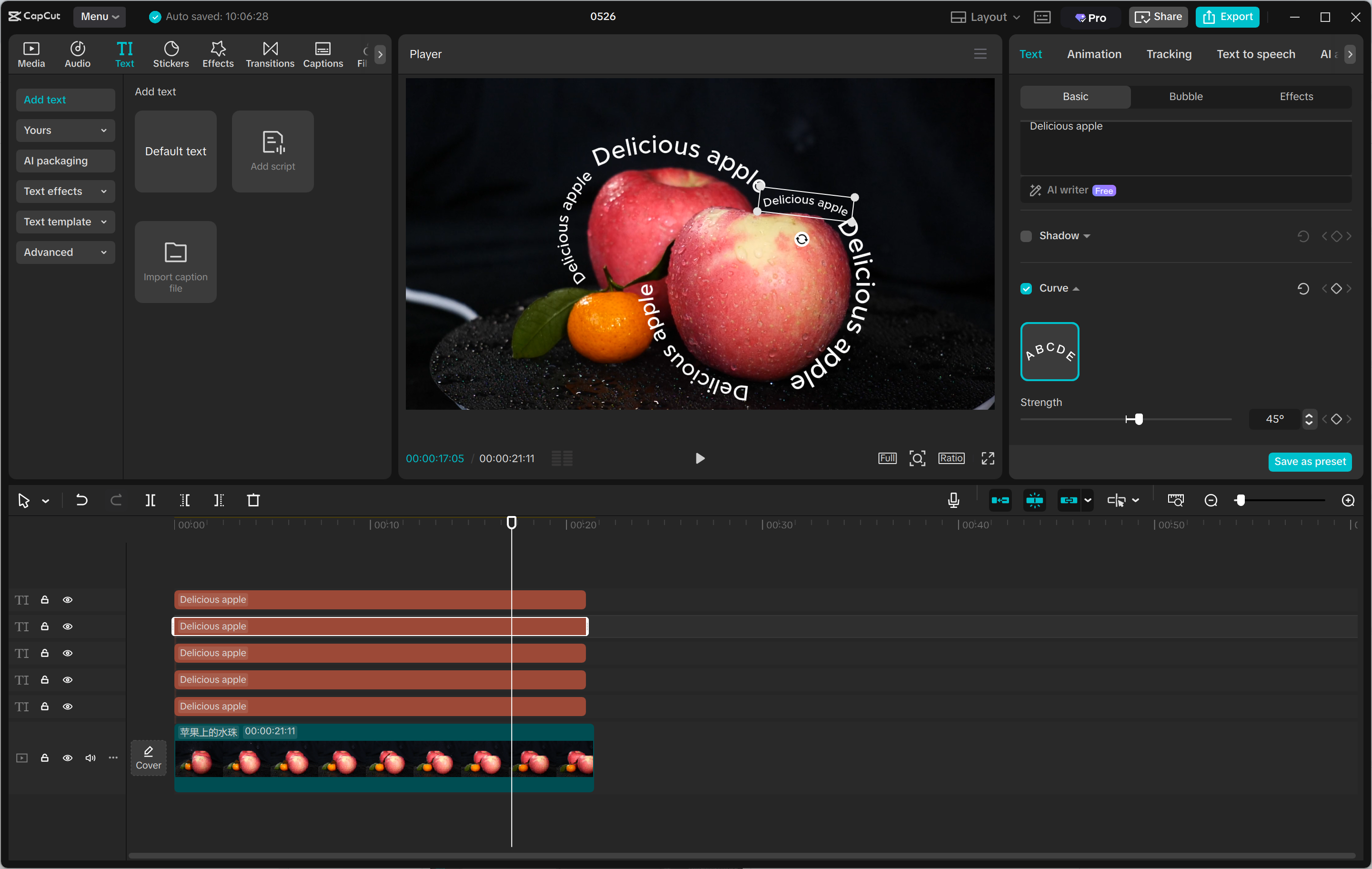 Interface of the CapCut desktop video editor