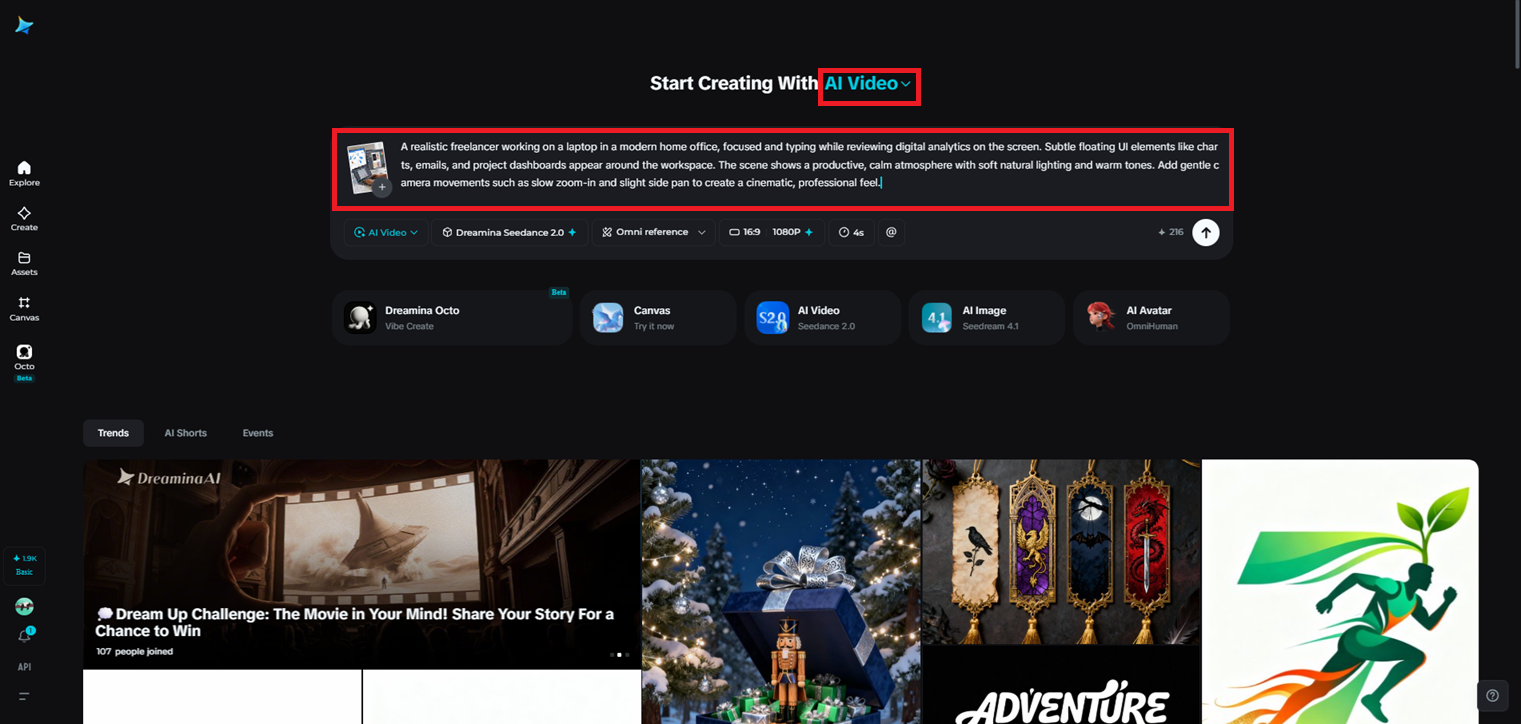 Open the video generator and add your reference image