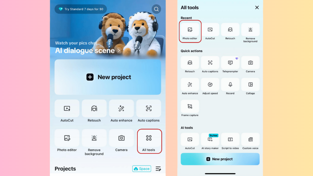 Navigate to the Photo editor