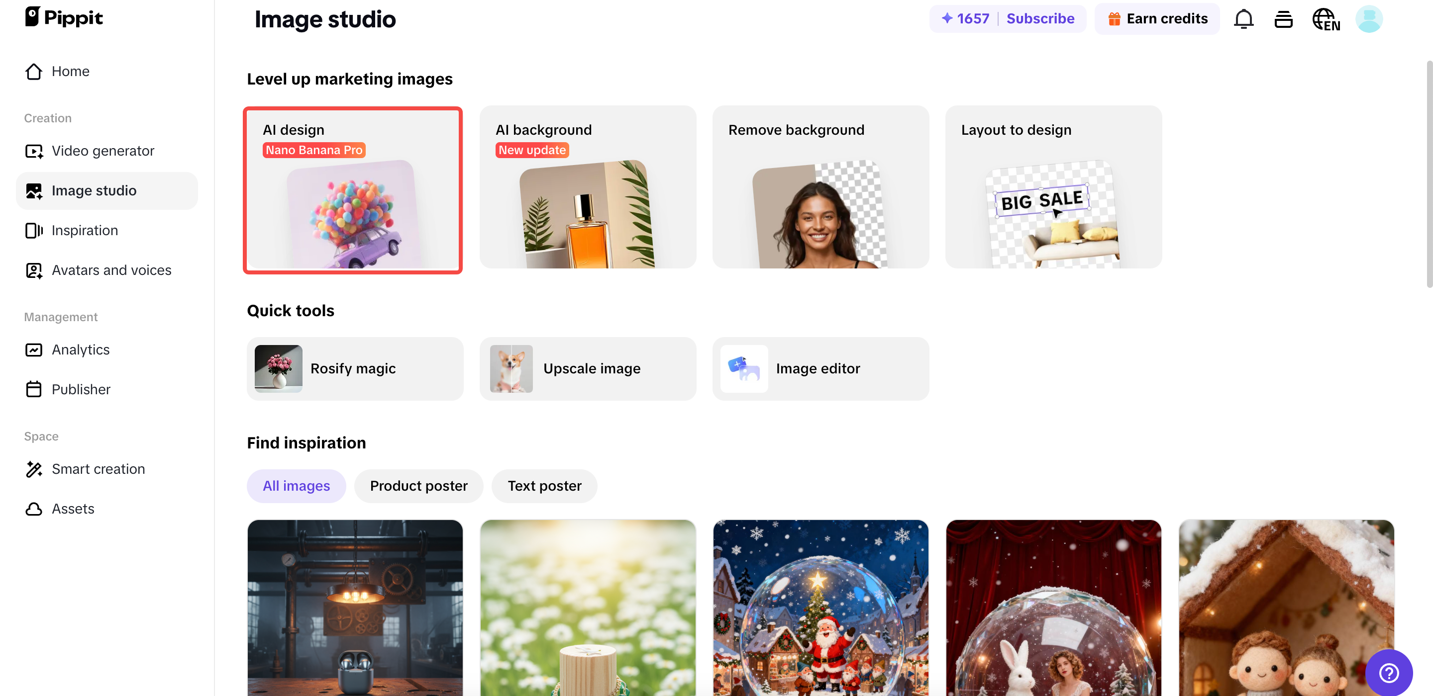 Access the AI design tool